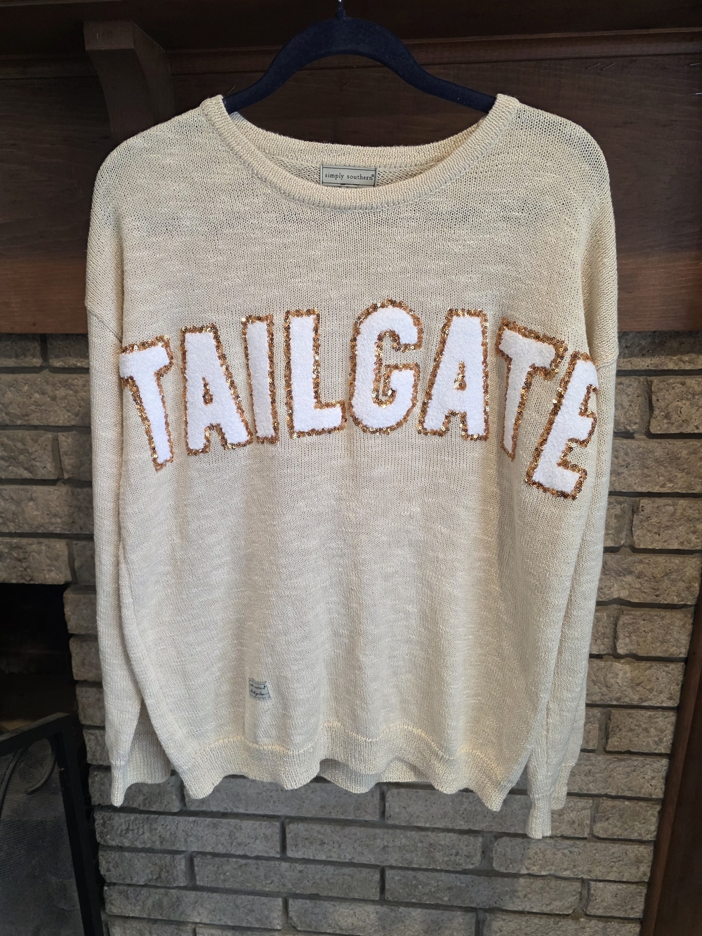 Simply Southern Cream 'TAILGATE' Crewneck Sweater - Picture 2 of 6